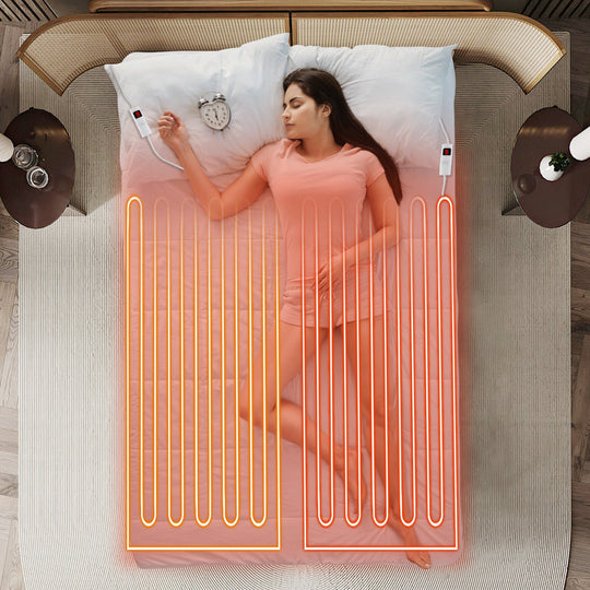 Electric Heated Mattress Pad with Dual Controllers & Auto-Off