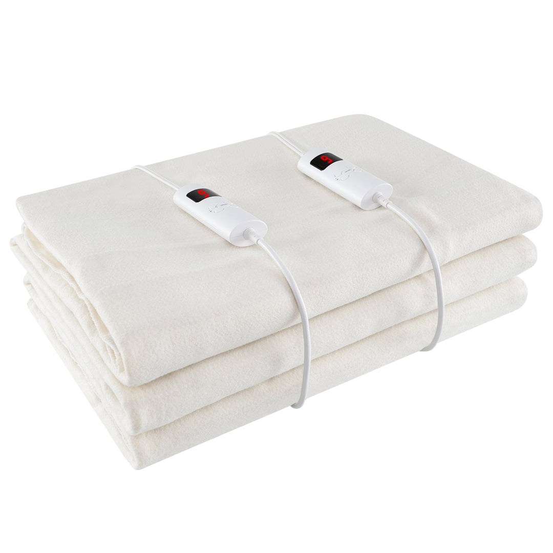 Electric Heated Mattress Pad with Dual Controllers & Auto-Off