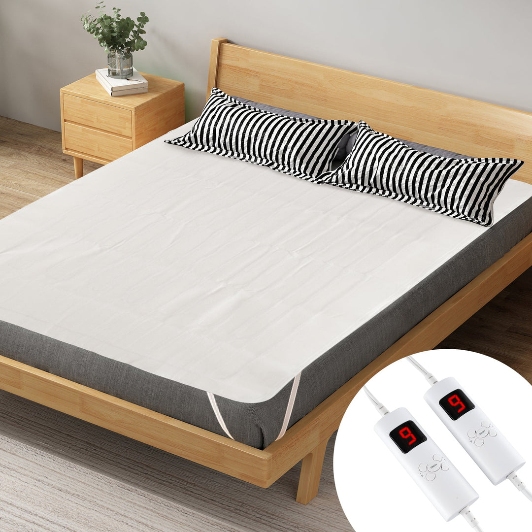 Electric Heated Mattress Pad with Dual Controllers & Auto-Off