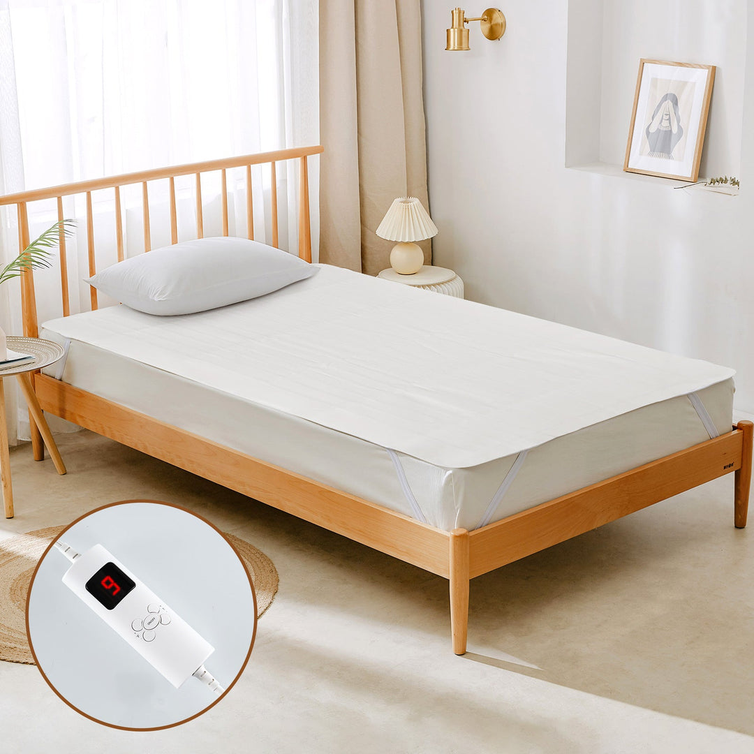 Electric Heated Mattress Pad with Dual Controllers & Auto-Off