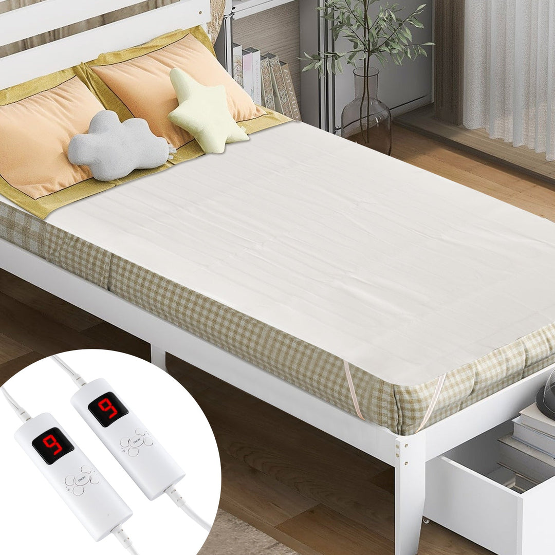 Electric Heated Mattress Pad with Dual Controllers & Auto-Off