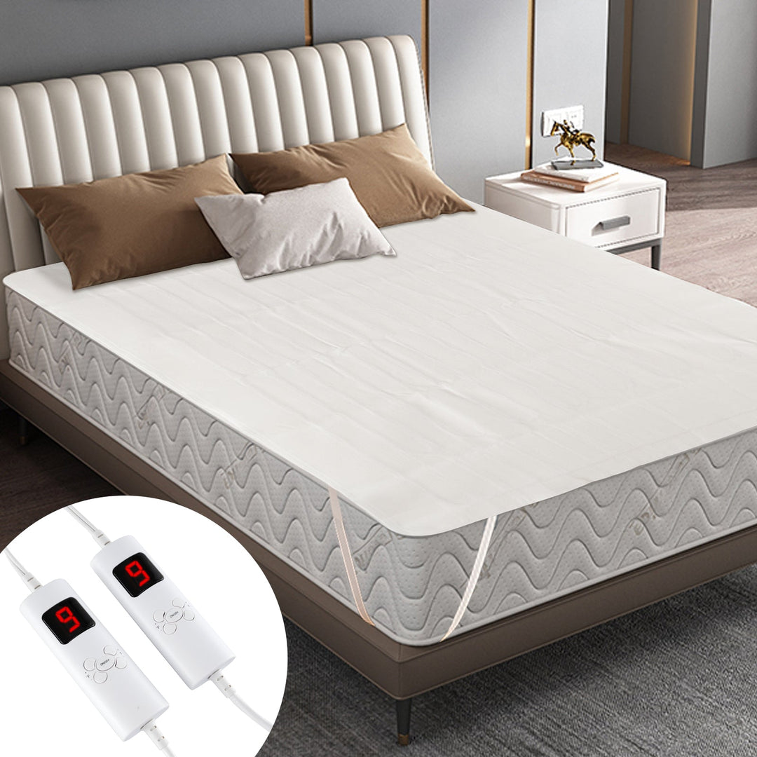 Electric Heated Mattress Pad with Dual Controllers & Auto-Off