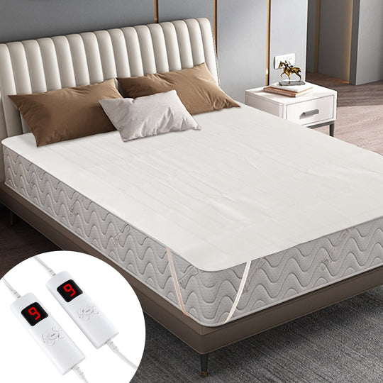 Electric Heated Mattress Pad with Dual Controllers & Auto-Off