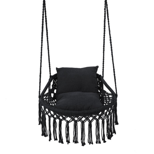 Macrame Swing Chair Hammock Chair with 2 Removable Cushions