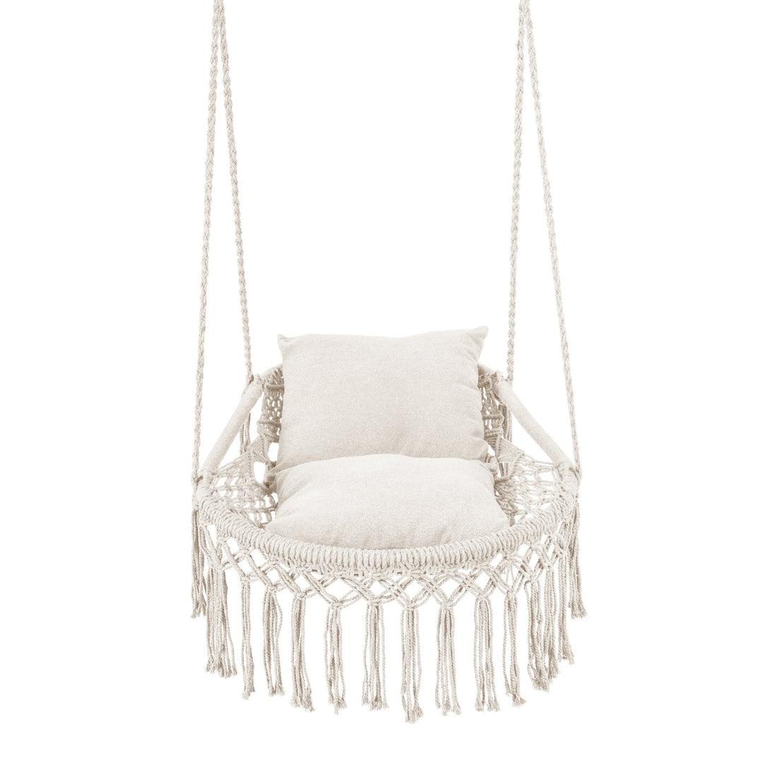 Macrame Swing Chair Hammock Chair with 2 Removable Cushions