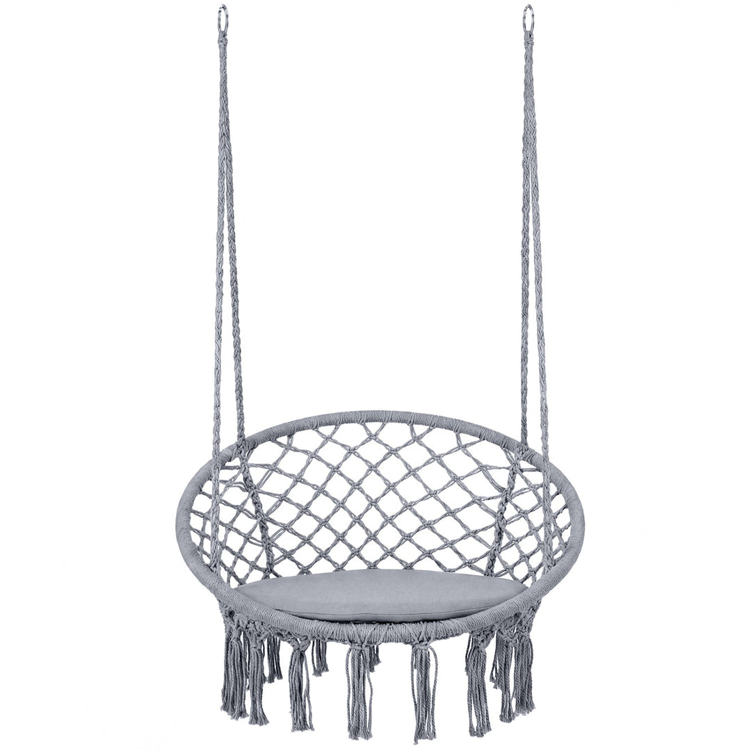 Macrame Swing Chair Hammock Chair with Round Seat Cushion