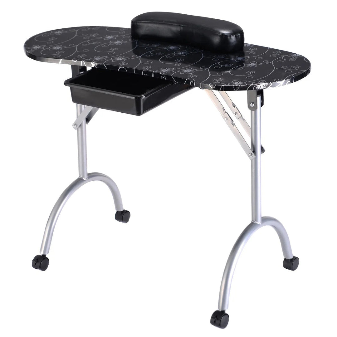 Foldable Manicure Table with Drawer and Wrist Cushion