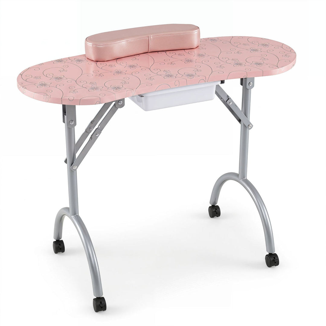 Foldable Manicure Table with Drawer and Wrist Cushion