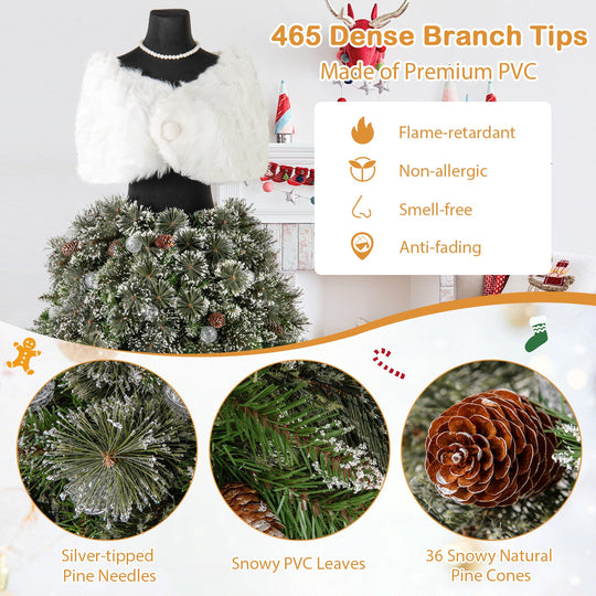 5 FT Pre-lit Mannequin Artificial Christmas Tree Hinged Dress Form Xmas Tree with 465 Branch Tips