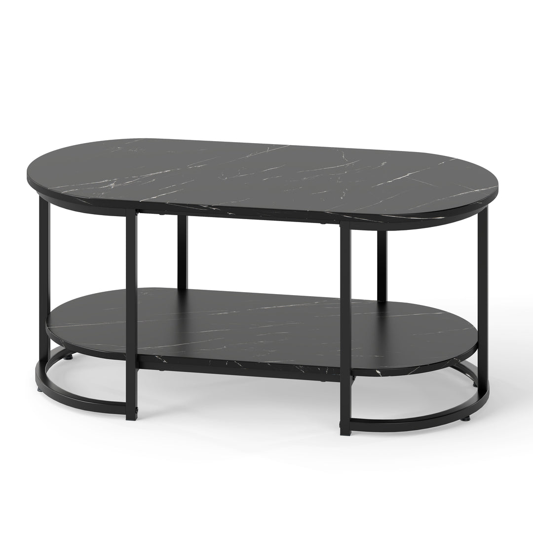 Marble Coffee Table with Open Storage Shelf