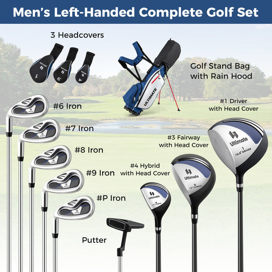 Mens LeftHanded Complete Golf Clubs and Bag Set Portable Lightweight Golf Stand Bag