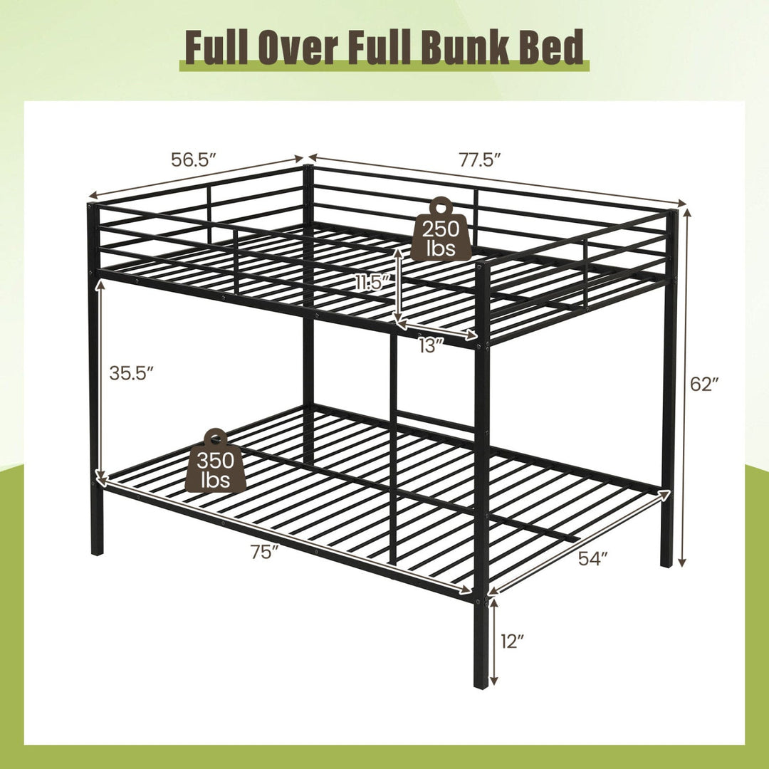Metal Bunk Bed Full Over Full with Length Safety Guardrail-Black