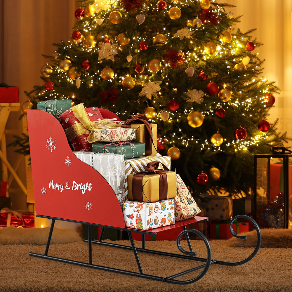 Metal Christmas Santa Sleigh Basket Xmas Santas Gift Storage Sleigh