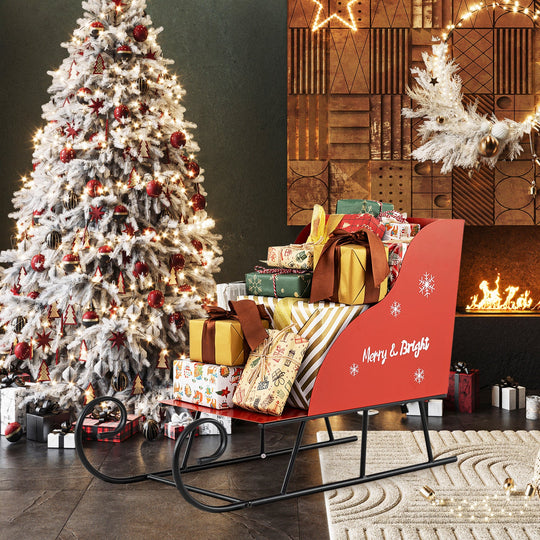 Metal Christmas Santa Sleigh Basket Xmas Santas Gift Storage Sleigh