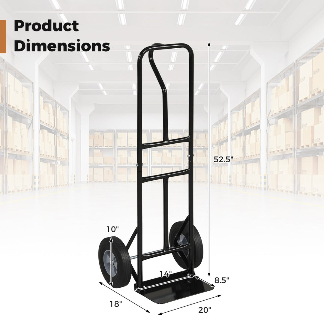 Metal Hand Truck Heavy-Duty 600 LBS Moving Dolly Cart with P-Handle and 10inch Rubber Wheels