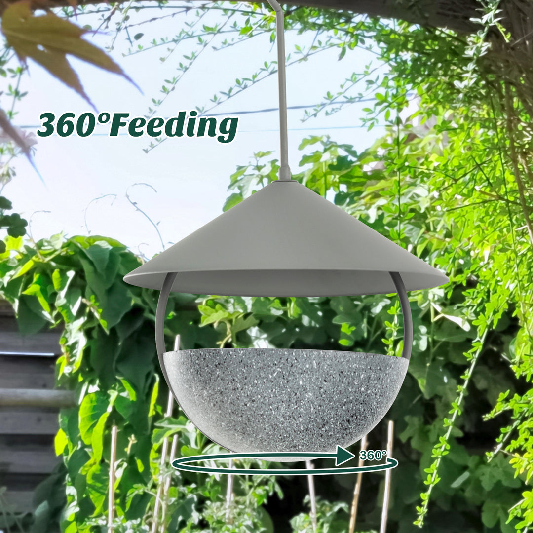 Metal Hanging Bird Feeder and Bath with Weatherproof Dome