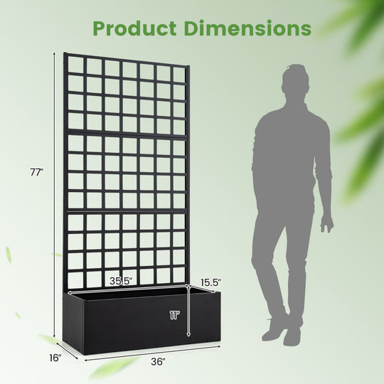 Metal Raised Garden Bed with Trellis and Drainage Holes for Climbing Plants