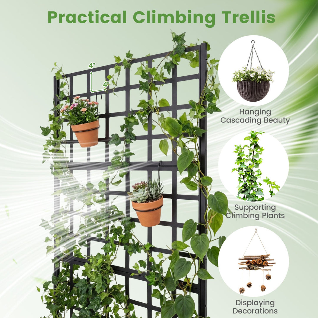 Metal Raised Garden Bed with Trellis and Drainage Holes for Climbing Plants