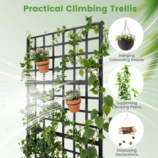 Metal Raised Garden Bed with Trellis and Drainage Holes for Climbing Plants