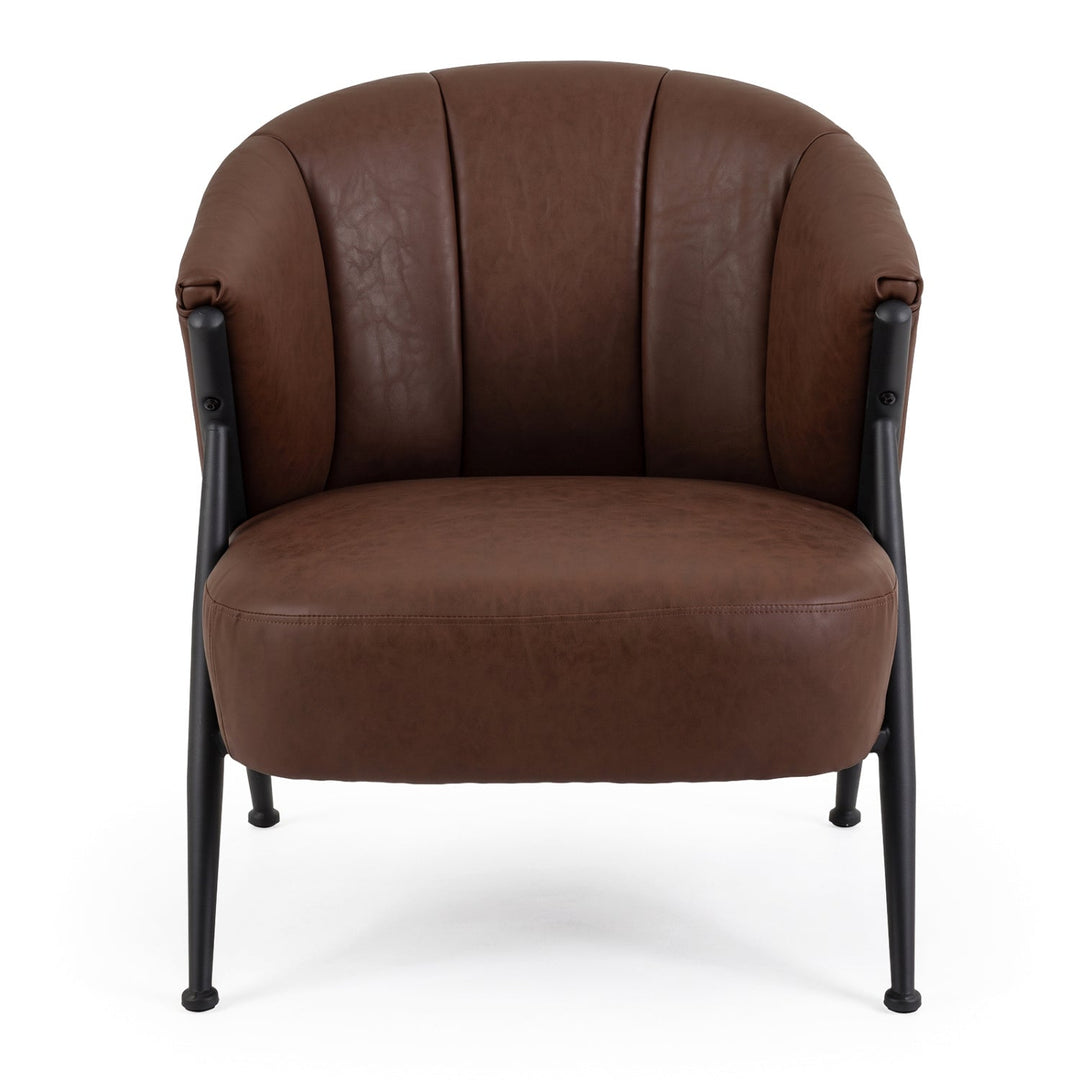 Mid Century Accent Chair with Curved Backrest - Brown