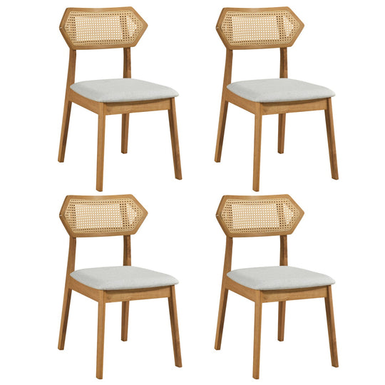 Rattan Dining Chairs Set of 4 with Curved Back