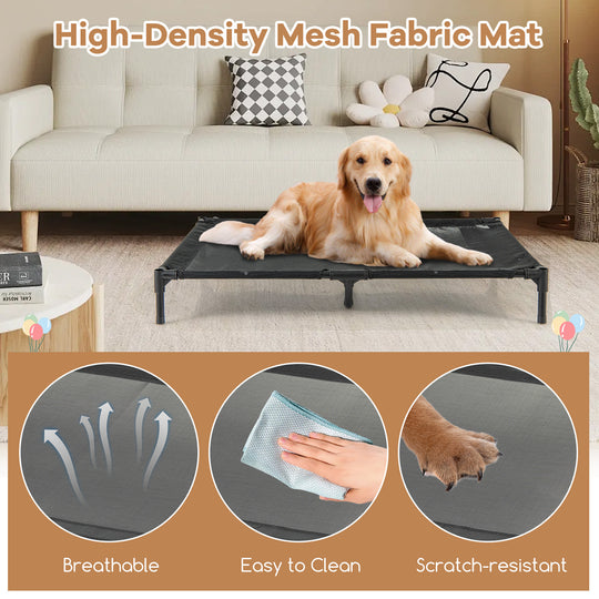 Large/Middle/Small Outdoor Elevated Pet House with Ventilated Windows-M