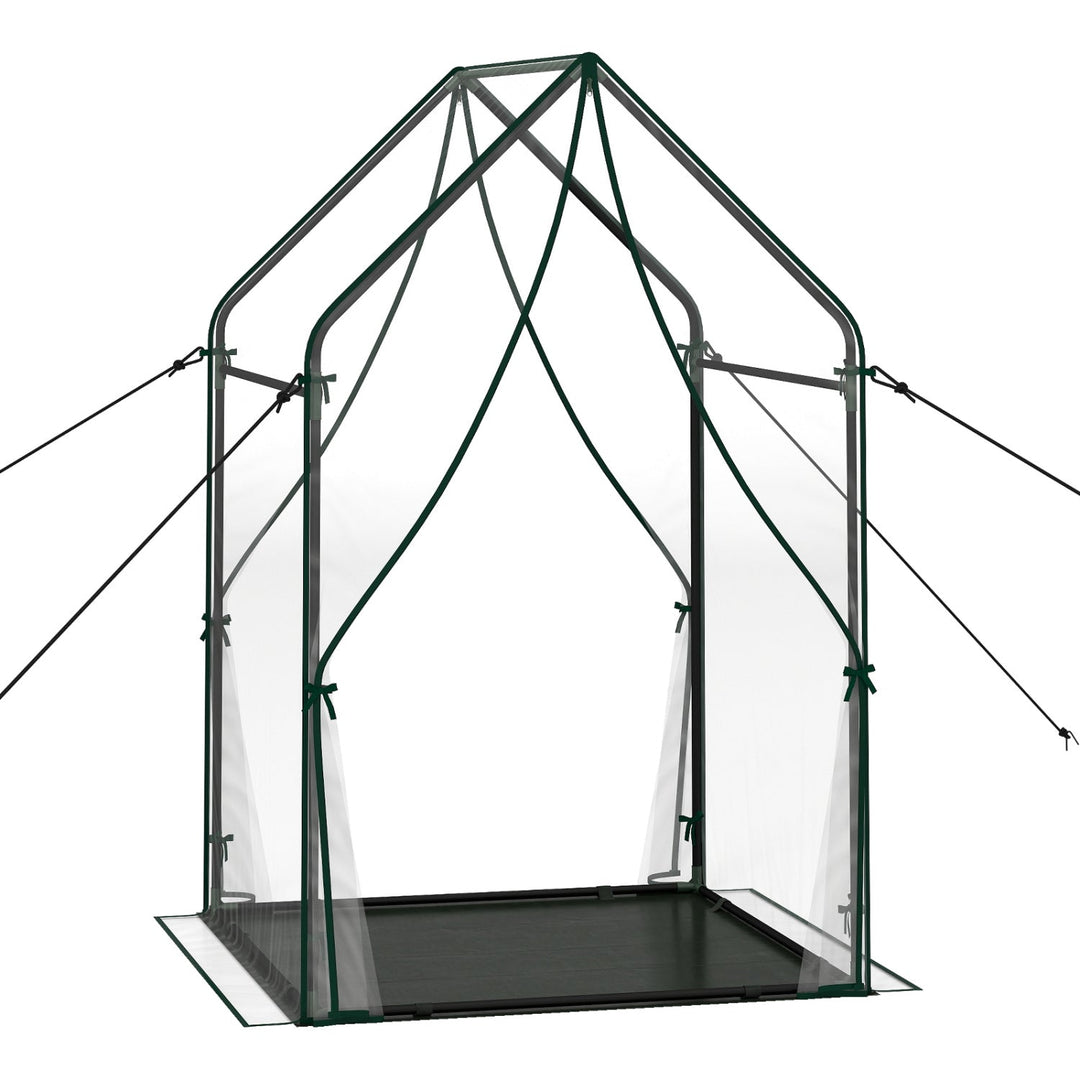 Mini Green House Metal Frame with Waterproof Bottom Mat and Wind Ropes