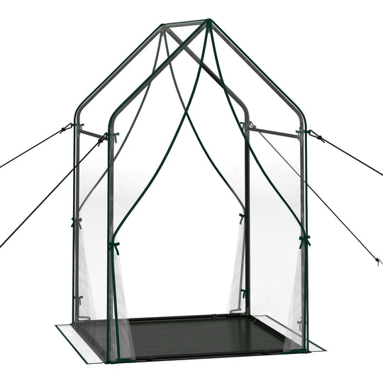 Mini Green House Metal Frame with Waterproof Bottom Mat and Wind Ropes