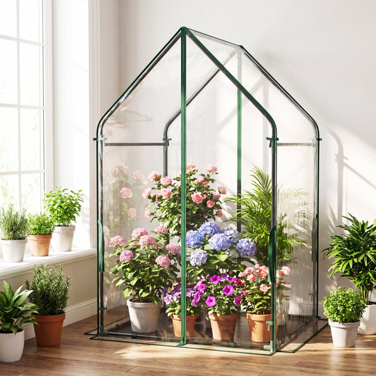 Mini Green House Metal Frame with Waterproof Bottom Mat and Wind Ropes