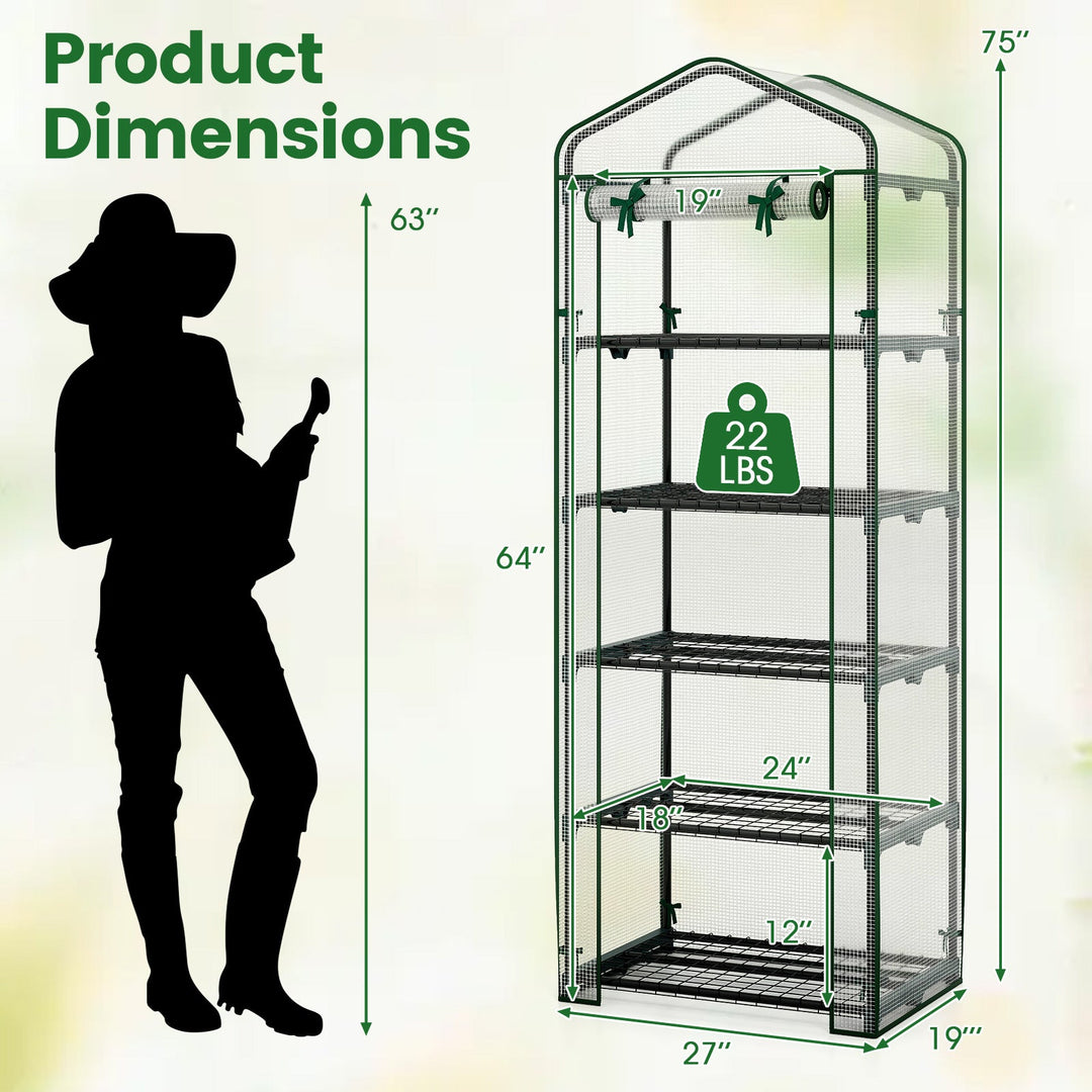Mini Greenhouse Portable Plant Grow House with 5 Tier Shelves