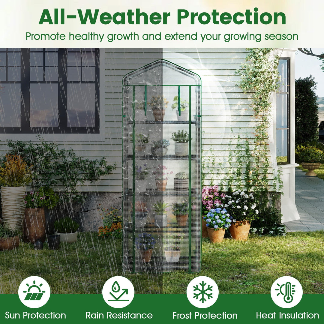 Mini Greenhouse Portable Plant Grow House with 5 Tier Shelves