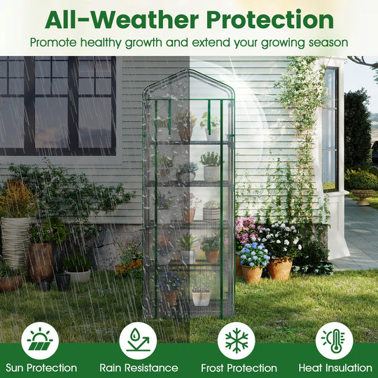 Mini Greenhouse Portable Plant Grow House with 5 Tier Shelves