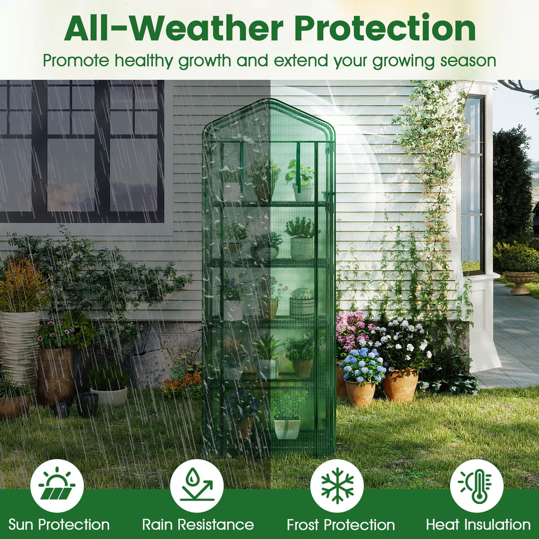 Mini Greenhouse Portable Plant Grow House with 5 Tier Shelves