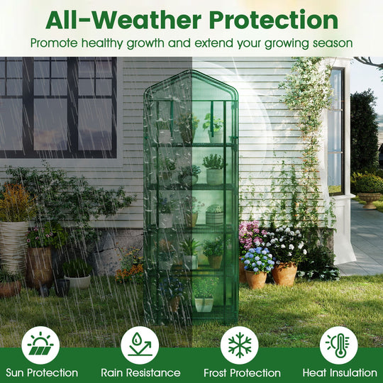 Mini Greenhouse Portable Plant Grow House with 5 Tier Shelves