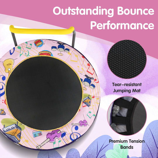 Mini Trampoline Folding Small Rebounder for Kids with Lights-Pink