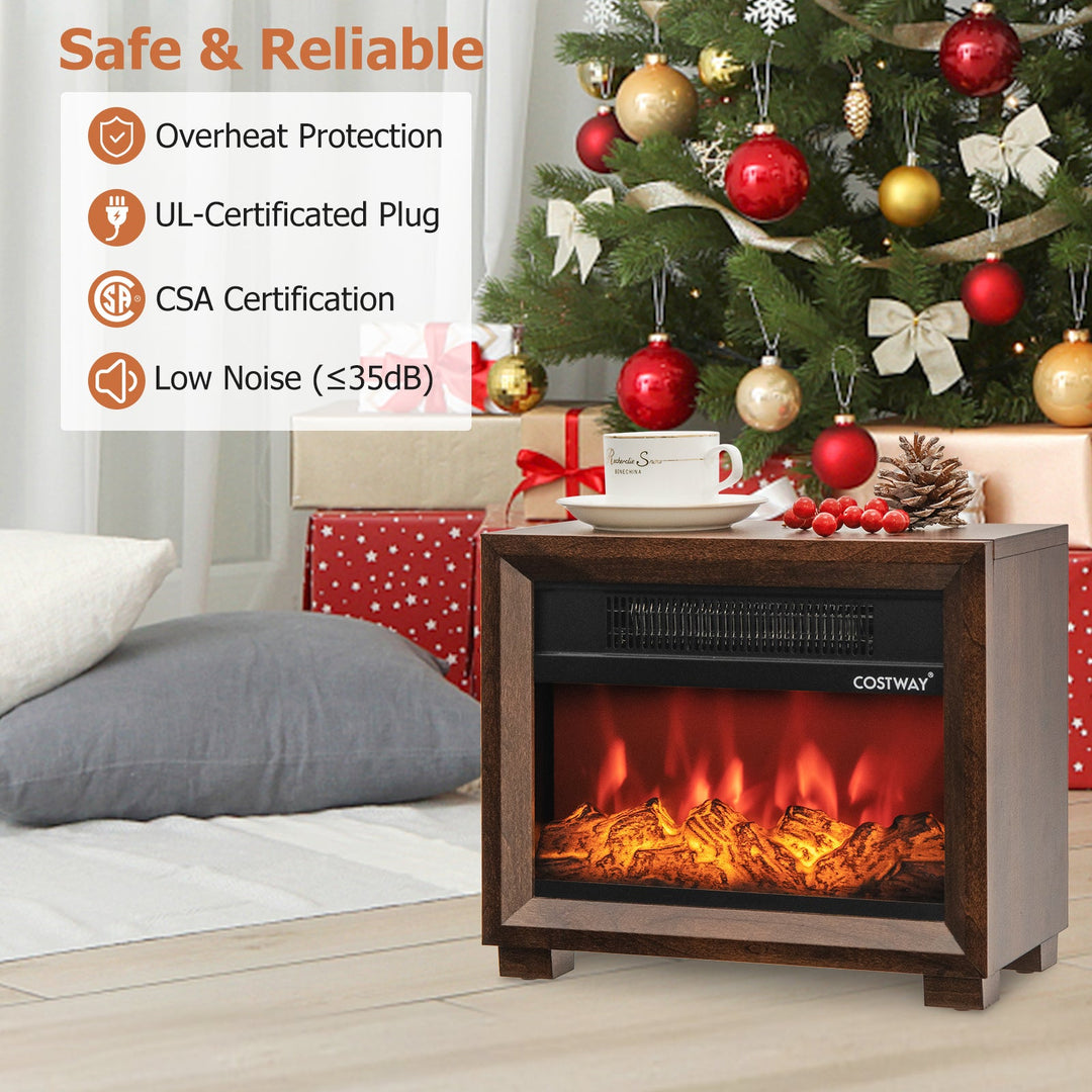 Mini Wooden Space Tabletop Fireplace with Realistic Flame Effect