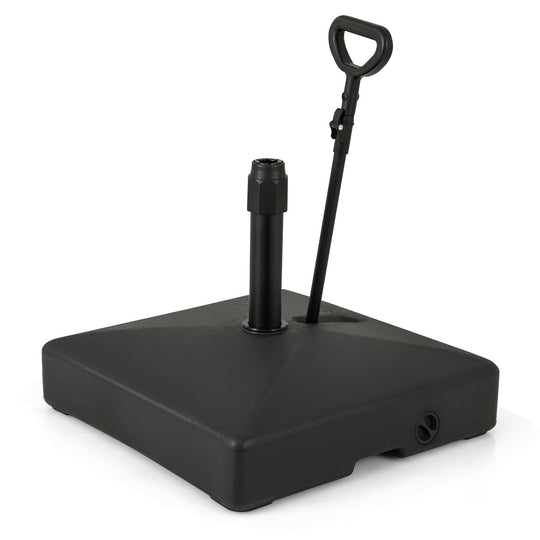 Mobile Patio Umbrella Base Water Sand Fillable Market Table Umbrella Stand with 3 Wheels-Black