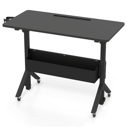 Mobile Standing Desk with Adjustable Height and Wheels