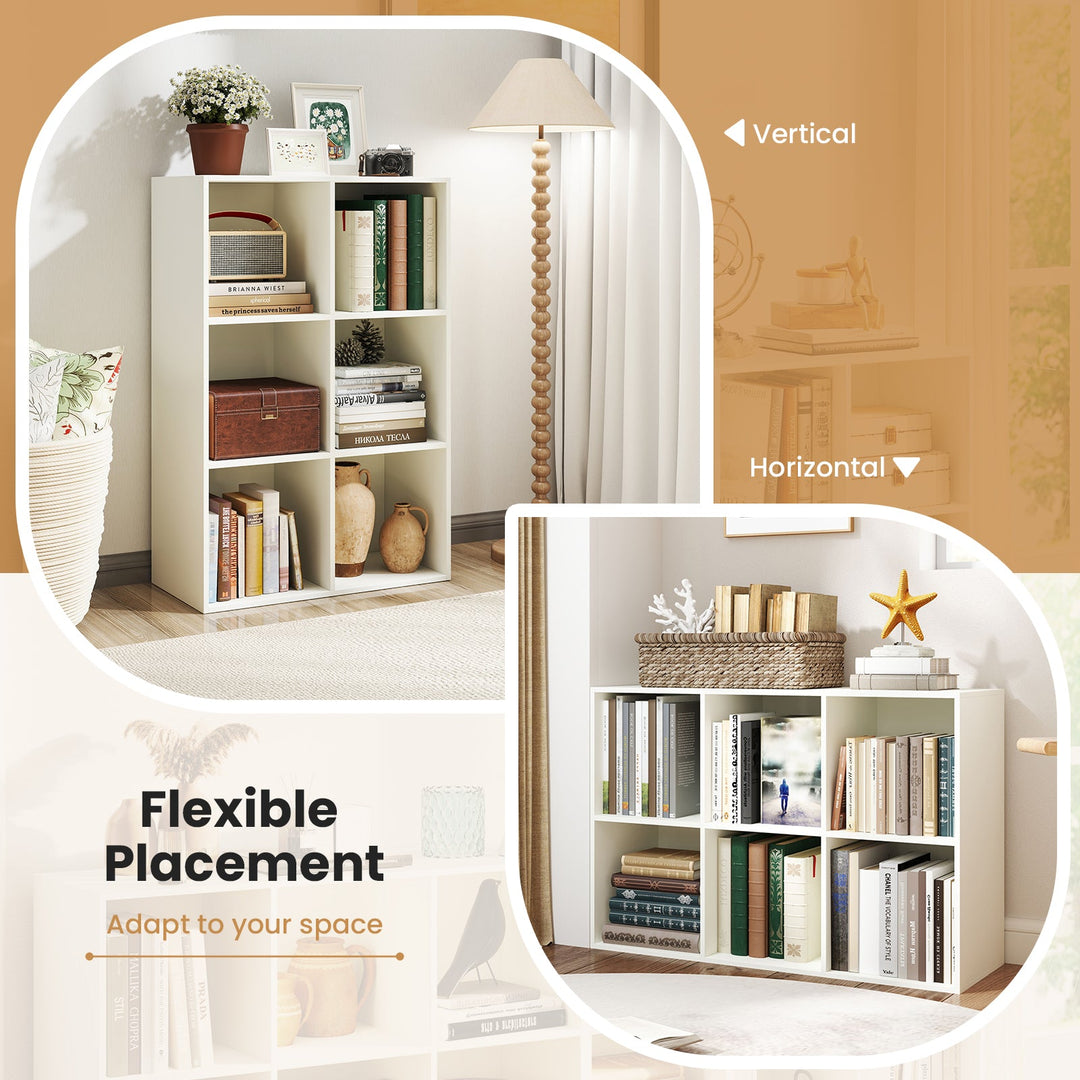 Modern 6-Cube Bookcase with Anti-tipping Kits for Bedroom Living Room-White