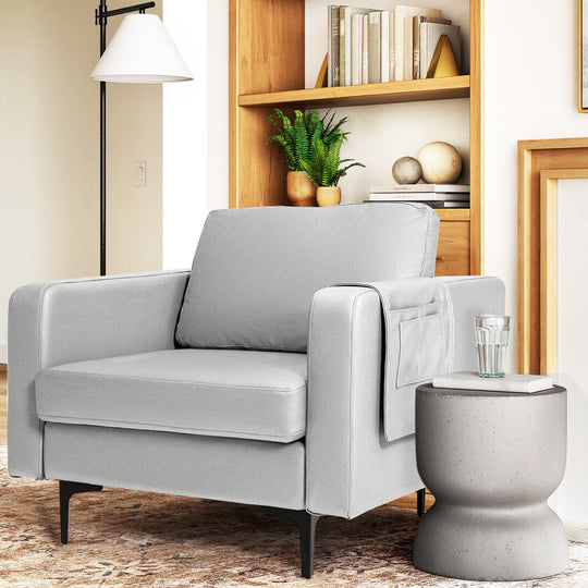 Modern Accent Armchair with Side Storage Pocket