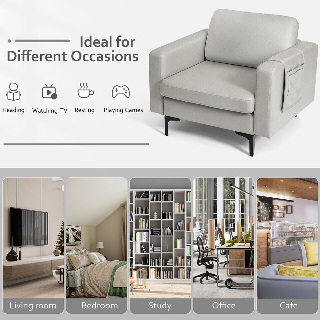 Modern Accent Armchair with Side Storage Pocket