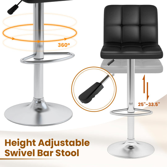 Modern Bat Stools Set of 2 with Back and Heavy-duty Metal Base and Footrest