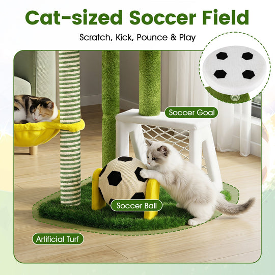 Multi-Level Cat Tree with Soccer Field & Hammock