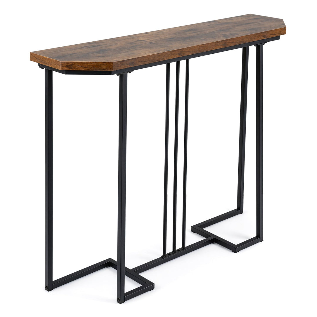 Console Table with Metal Legs - Rustic Brown