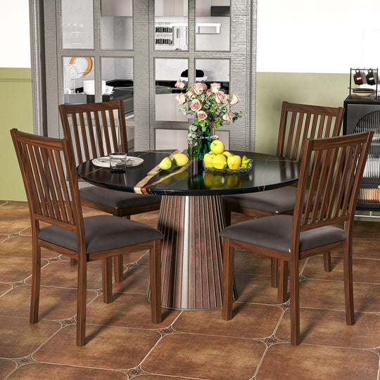 Upholstered Modern Dining Chair Set of 2 with Slanted High Backrest-Brown