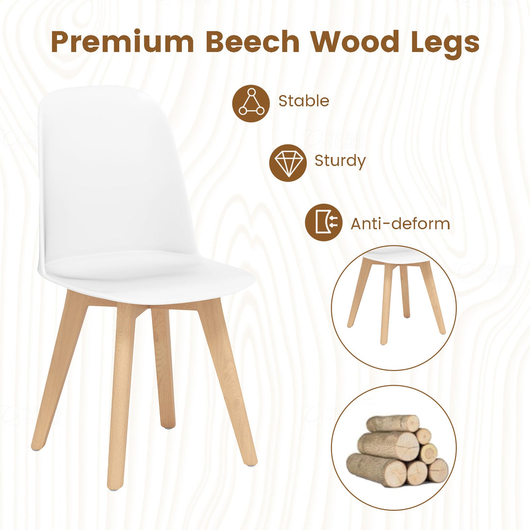 Modern Dining Chair Set of 2 with Solid Beech Wood Legs and Tilt Backrest