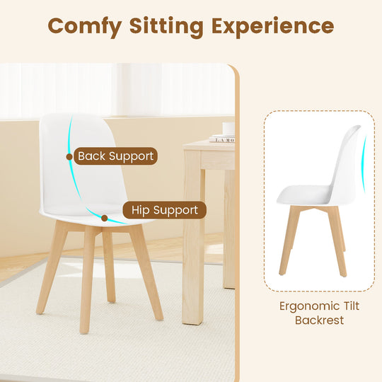 Modern Dining Chair Set of 2 with Solid Beech Wood Legs and Tilt Backrest