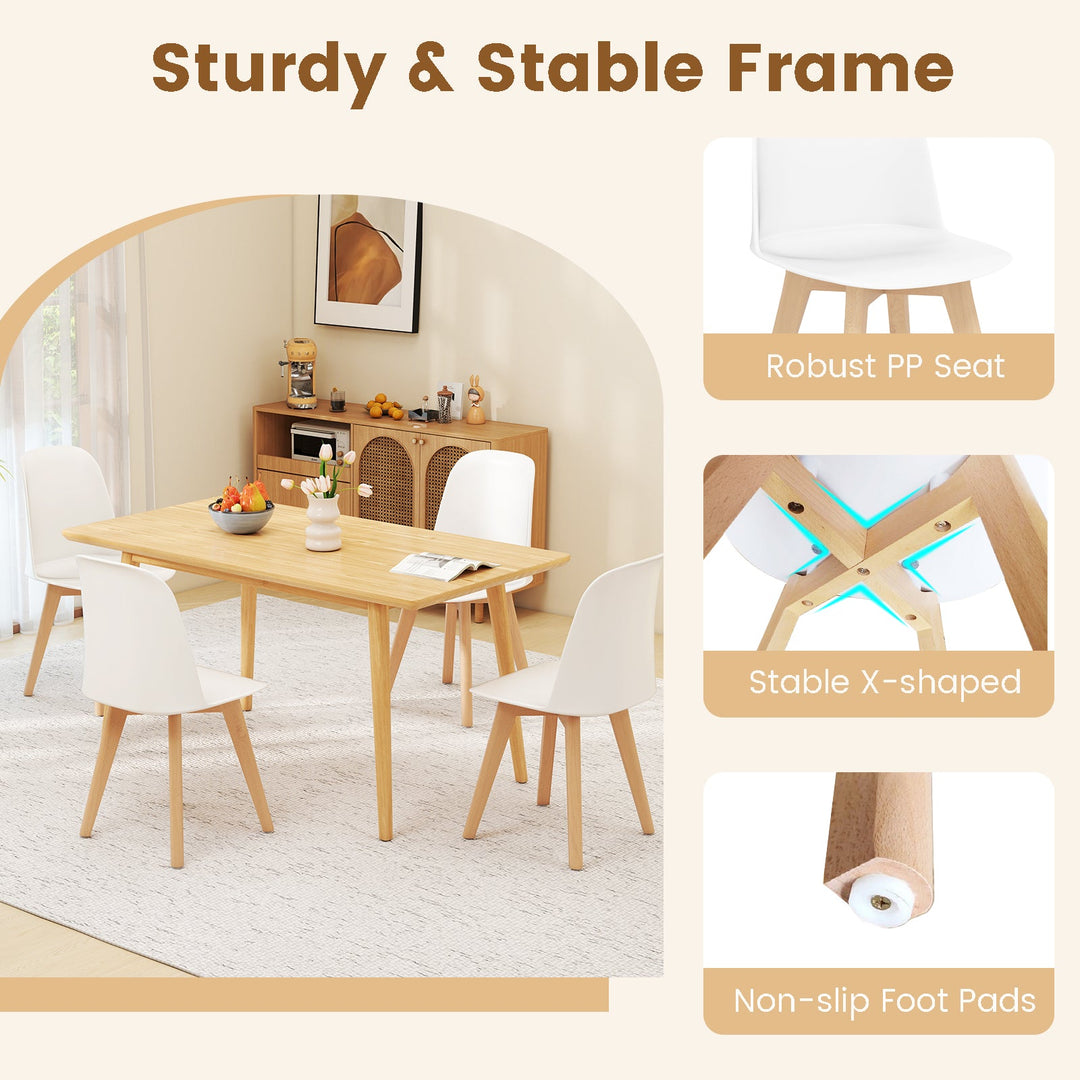 Modern Dining Chair Set of 2 with Solid Beech Wood Legs and Tilt Backrest