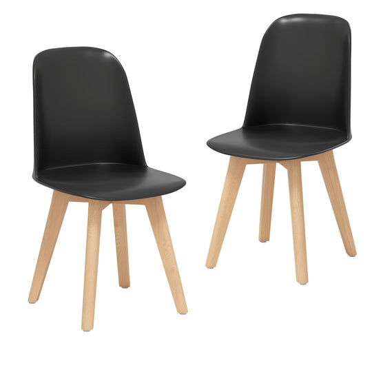 Modern Dining Chair Set of 2 with Solid Beech Wood Legs and Tilt Backrest