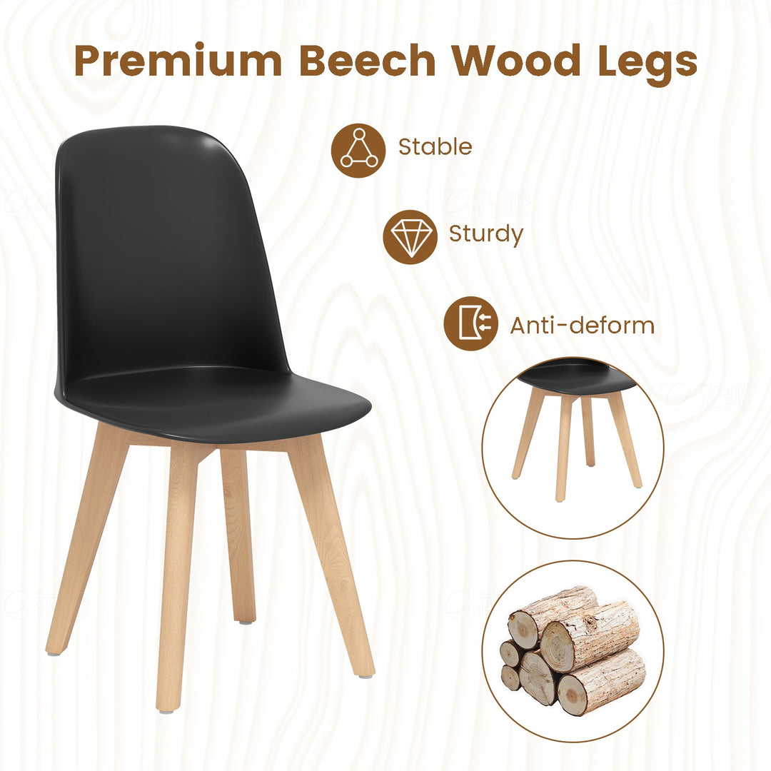 Modern Dining Chair Set of 2 with Solid Beech Wood Legs and Tilt Backrest